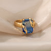Cubic Zirconia Rings for Women Adjustable Open  Blue Crystal Finger Ring Couple Wedding Band Aesthetic Jewelry anillos