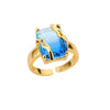 Cubic Zirconia Rings for Women Adjustable Open  Blue Crystal Finger Ring Couple Wedding Band Aesthetic Jewelry anillos