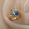 Cubic Zirconia Rings for Women Adjustable Open  Blue Crystal Finger Ring Couple Wedding Band Aesthetic Jewelry anillos