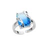 Cubic Zirconia Rings for Women Adjustable Open  Blue Crystal Finger Ring Couple Wedding Band Aesthetic Jewelry anillos