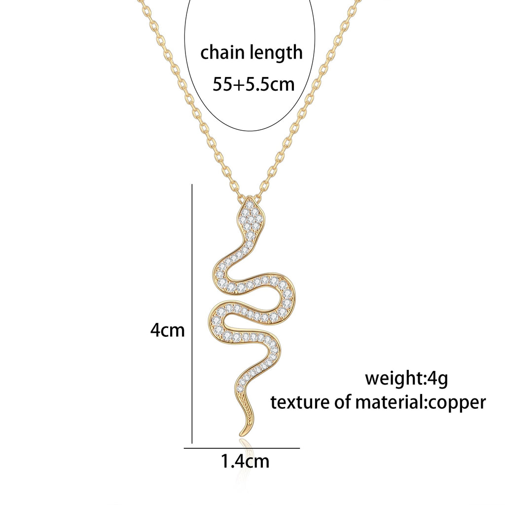 Cubic Zirconia Snake Pendant Necklace Gold Plated Silver Color Elegant choker Necklace For women Gifts Jewelry 2022 new