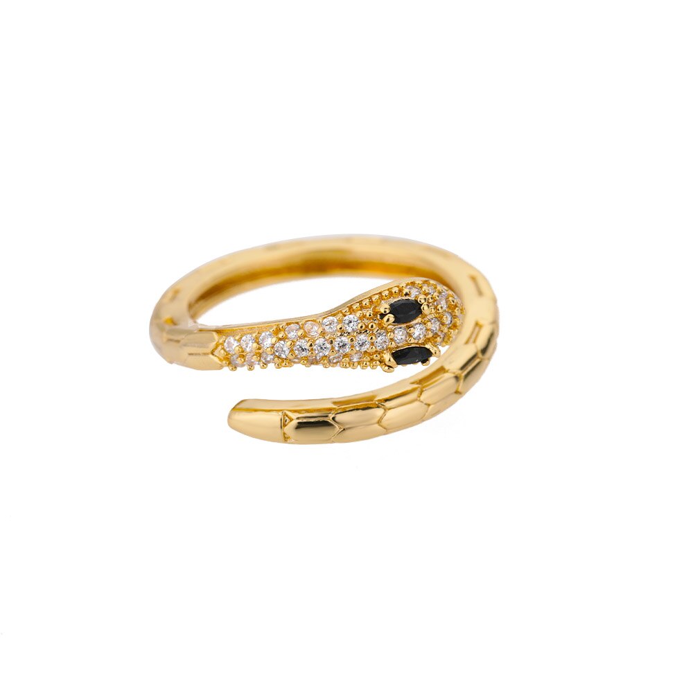 Cubic Zirconia Snake Rings For Women Adjustable Stainless Steel Gold Color Crystal Ring Wedding Couple Jewerly anillos