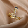 Cubic Zirconia Snake Rings For Women Stainless Steel Crystal Finger Ring Vintage Wedding Band Couple Aesthetic Jewelry anillos