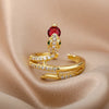 Cubic Zirconia Snake Rings For Women Stainless Steel Crystal Finger Ring Vintage Wedding Band Couple Aesthetic Jewelry anillos