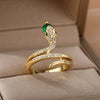 Cubic Zirconia Snake Rings For Women Stainless Steel Crystal Finger Ring Vintage Wedding Band Couple Aesthetic Jewelry anillos