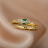 Cubic Zirconia Snake Rings for Women Open Adjustable Stainless Steel Gold Color Ring Aesthetic Couple Wedding Jewelry anillos
