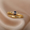 Cubic Zirconia Snake Rings for Women Open Adjustable Stainless Steel Gold Color Ring Aesthetic Couple Wedding Jewelry anillos