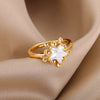 Cubic Zirconia Star Rings for Woman Open Stainless Steel Adjustable Zircon Ring 2023 Trend Couple Wedding Jewerly anillos mujer