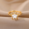 Cubic Zirconia Star Rings for Woman Open Stainless Steel Adjustable Zircon Ring 2023 Trend Couple Wedding Jewerly anillos mujer