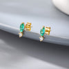 Cubic Zirconia Stud Earrings For Women Green Crystal Earrings 2023 Trend Shiny Korean Jewelry Couple Gift bijoux femme