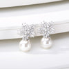 Cubic Zirconia White Pearl Earring Crystal Earrings For Women Girls aretes de mujer Big Stud Earings Boho Jewelry 2023