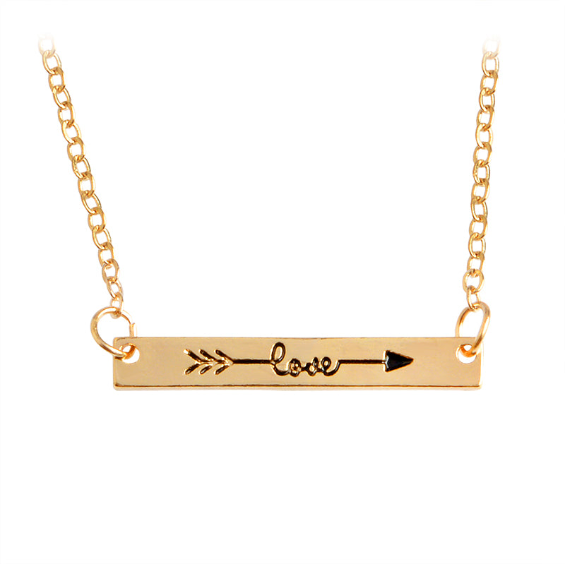 Cupid Arrow Love Tag Necklace Eros Cupid Valentine's D Gift Pendant Necklace Rose Gold Silver Lovers Jewelry for Women