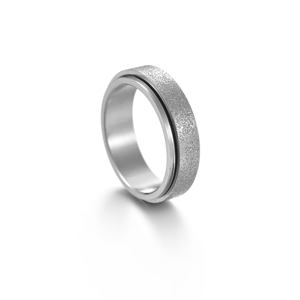 Custom  6mm/ 8mm Rotatable Basic Ring for Men Silver Color Stainless Steel Casual Male Anel Stylish Punk Spinner Jewelry
