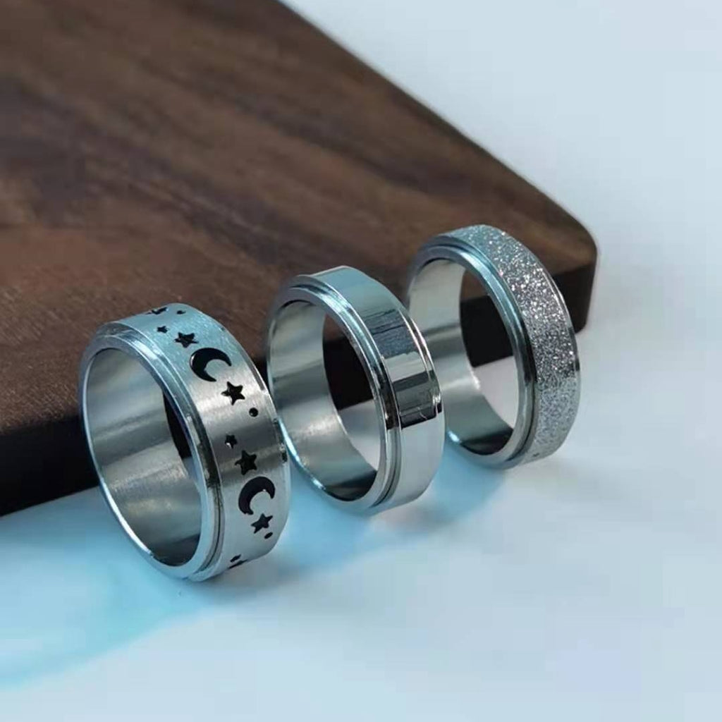 Custom  6mm/ 8mm Rotatable Basic Ring for Men Silver Color Stainless Steel Casual Male Anel Stylish Punk Spinner Jewelry