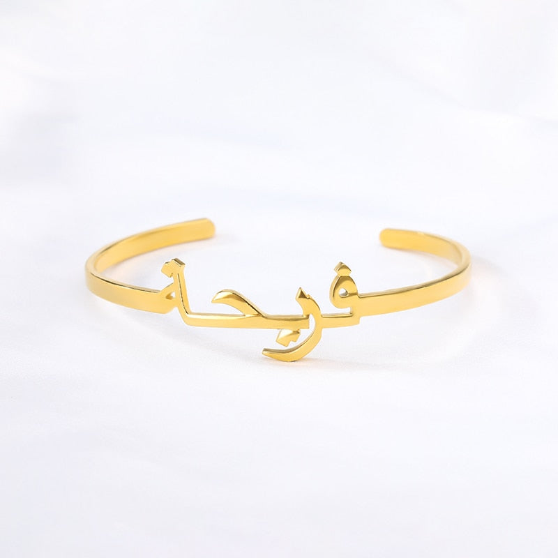 Custom Arabic Bracelet Personalized Name Bracelets For Women Stainless Steel Gold Bracelet Bangles Boho Jewelry Pulseras Mujer