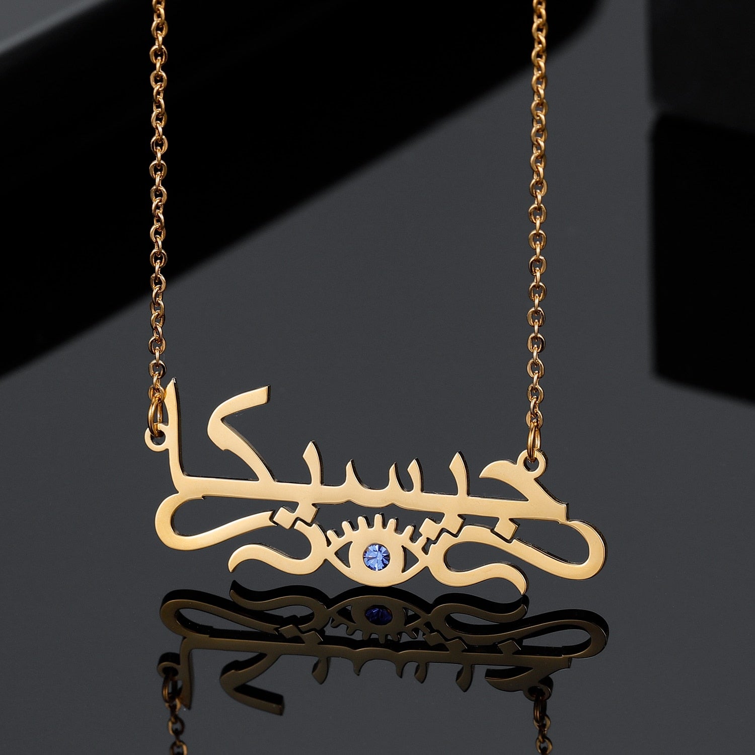 Custom Demon Eye Necklace Personalized Arabic Name Pendant Stainless Steel Jewelry Gold Chain For Women Gift Halloween Gift