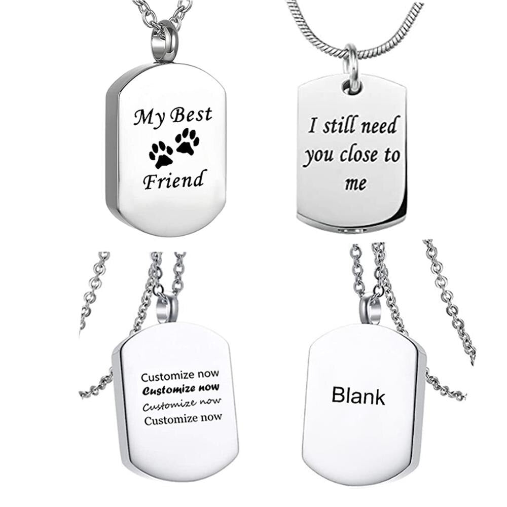 Custom Engraving Square Cremation Jewelry Stainless Steel Keepsake Waterproof Memorial Pendant  Ash Holder Urn Necklace