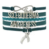 Custom- Infinity Love Scleroderma Awareness Ribbon Charm Women's Me Bracelet Teal Leather Wrap Bracelet Custom
