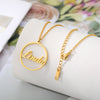 Custom Jewelry Eternity Circle Round Name Charm Necklace For Women Personalized Nameplate Choker Pendant Necklace Female Jewelry