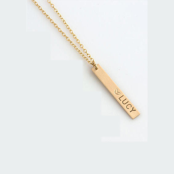 Custom Jewelry Personalized Vertical Bar Necklace Women Men Silver Gold Rose Choker Necklace Engraved Girls Bridesmaid Gift BFF