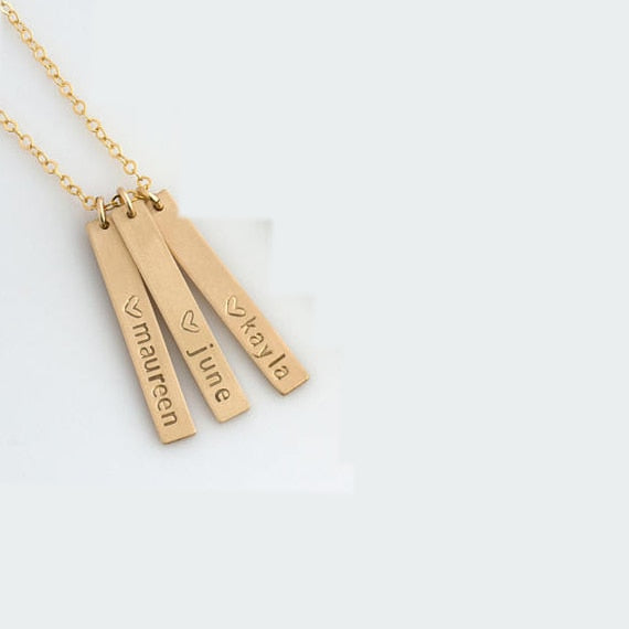 Custom Jewelry Personalized Vertical Bar Necklace Women Men Silver Gold Rose Choker Necklace Engraved Girls Bridesmaid Gift BFF