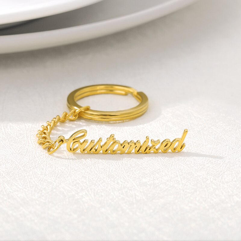 Custom Keychain for Women Personalized Nameplate Keyring Gold Siver Color Stainless Steel Name Key Chain Custom Jewelry Gifts