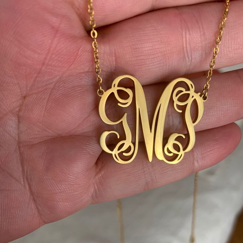 Custom Monogram Necklace For Women Initial Letter Necklace Pendant Stainless Steel Gold Color Choker Jewelry Gift Collar Femme