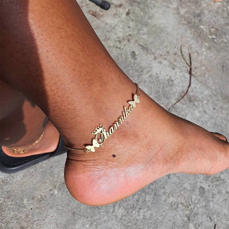 Custom Name Anklets For Women Personalized Anklet Stainless Steel Gold Color Ankle Bracelet On The Leg Foot Chain Jewelry