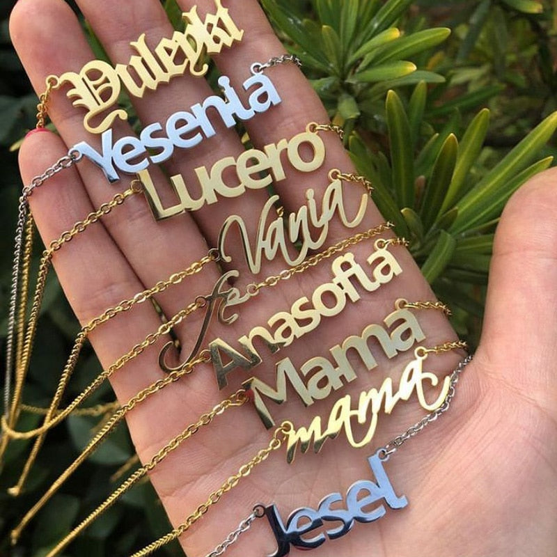 Custom Name Necklace For Women Personalized Pendant Choker Necklaces Stainless Steel Costume Jewelry Couple Wedding Gift BFF