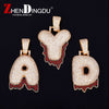 Custom Name Red Dripping Bubble Letters Necklaces & Pendant For Men Women Gold Silver Color Cubic Zircon Hop Jewelry