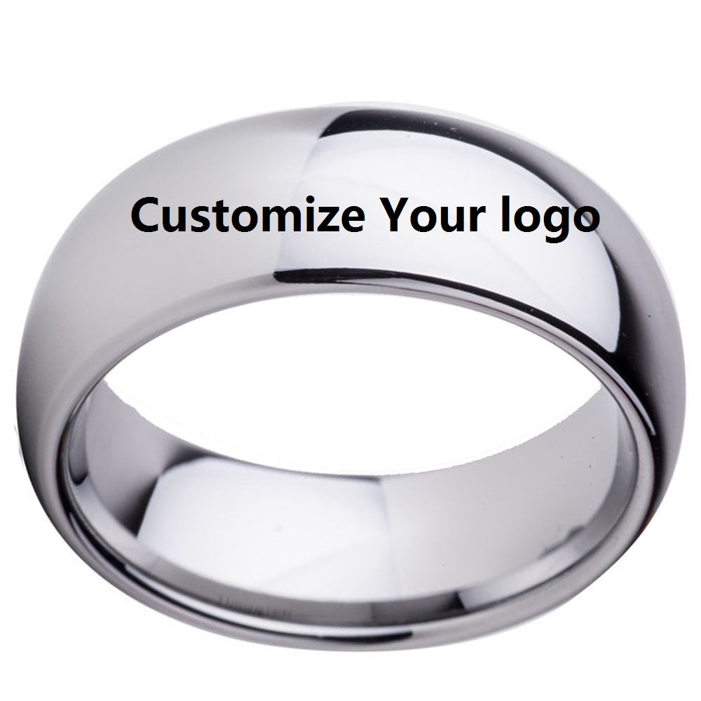 Custom Name Wedding Anniversary Date Logos 8mm Black/ Silver/Black Rose Gold Tungsten Rings Personalize Jewelry for Men Women