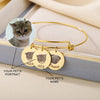 Custom Pet Name Photo Bangle for Women Personalized Stainless Steel Disc Pendants Bracelet Puppy Kitten Portrait Jewelry Gift