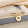 Custom Pet Name Photo Bangle for Women Personalized Stainless Steel Disc Pendants Bracelet Puppy Kitten Portrait Jewelry Gift