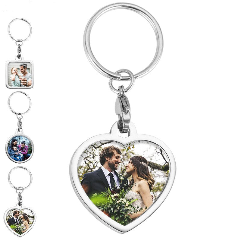 Custom Photo Keychain Jewelry Personality Key Chain Family Photo Keyring Souvenir Gift For Mom Dad Lovers