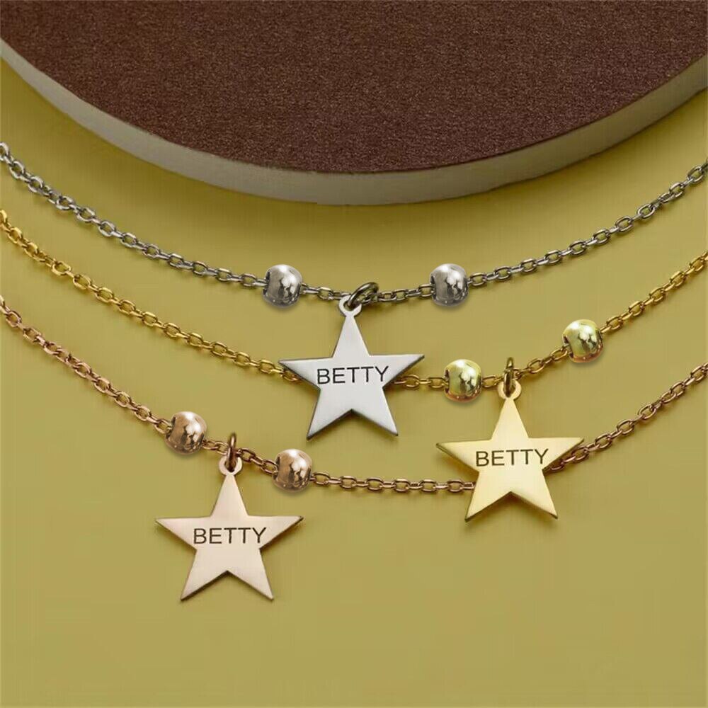 Custom Star neckalce Engraved Name Pentagram Necklace for Women Man Stainless steel Star Pendant Necklaces Jewelry Gift