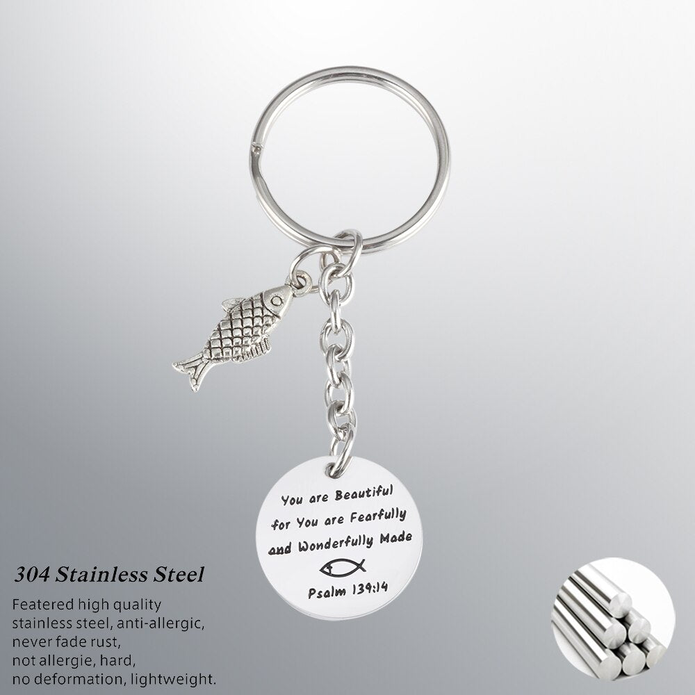 Customize Fish Keychain 2022 Hooked On You Stainless Steel Valentine's Day Jewelry Silver Color