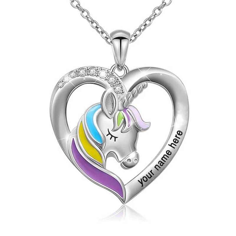 Customize Unicorn Necklace For Kids  Lover  Girlfriend Nickel-free,Lead-free Stainless Steel Alloy