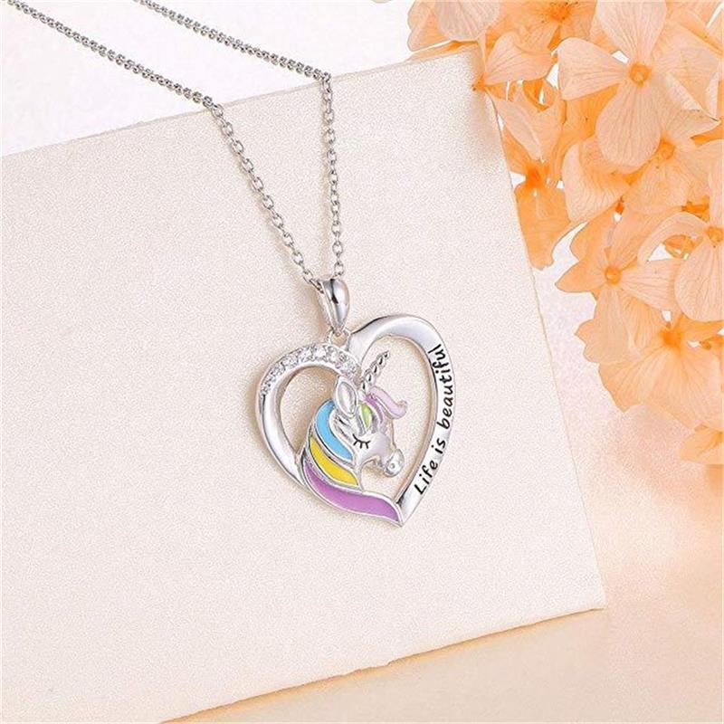 Customize Unicorn Necklace For Kids  Lover  Girlfriend Nickel-free,Lead-free Stainless Steel Alloy