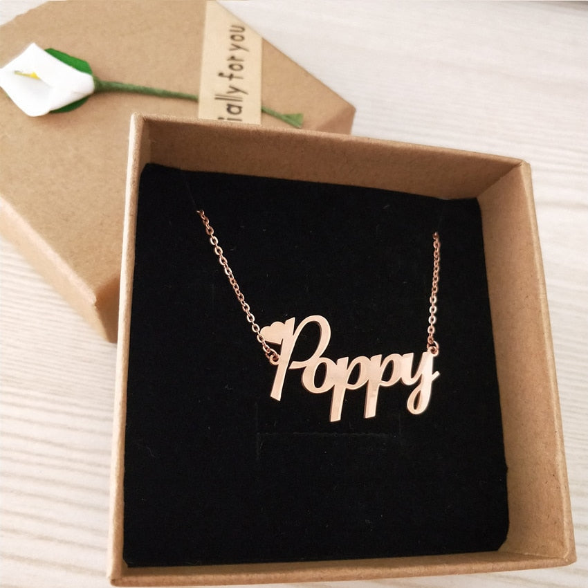 Customized Font Name Charm Necklace Personalized Custom Handwriting Name Plate Pendants Necklaces Link Chain Jewelry Women Gift