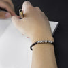 Customized Leather Bracelet With Hollowed  26 Initial Lettter Beads Available Unique Gifts For Men Woman
