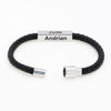 Customized Mens Leather Bracelet with Magnetic Clasp Cowhide  polished stainless steel  personalized bar genuine leather Bracele