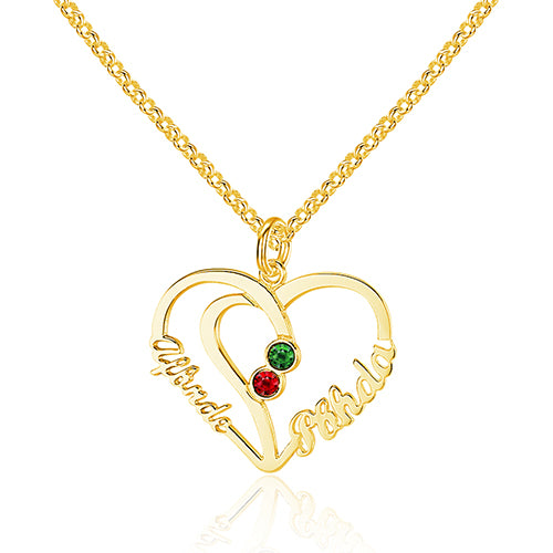 Customized Name Double Heart Pendant Necklace Women 925 Sterling Silver Jewelry Romantic Engagement Gift (NE101571)