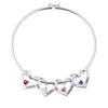 Customized Names Bangle Bracelet Heart Shape Pendants With Birthstone Letter Beads Personalized For Women Mom Birthday Gift