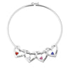 Customized Names Bangle Bracelet Heart Shape Pendants With Birthstone Letter Beads Personalized For Women Mom Birthday Gift