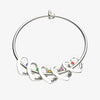 Customized Names Bangle Bracelet Heart Shape Pendants With Birthstone Letter Beads Personalized For Women Mom Birthday Gift