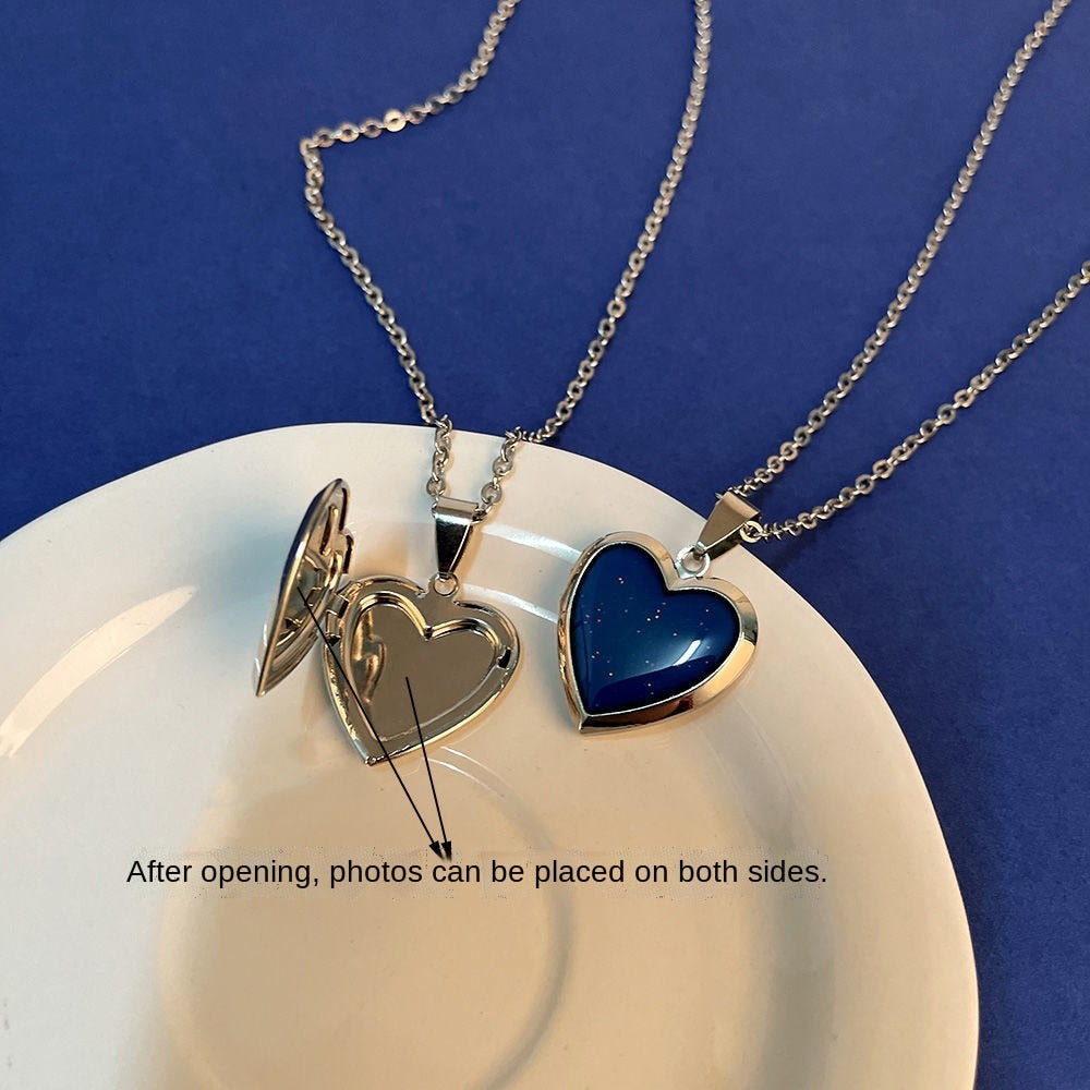 Customized Photo Couples Necklace Mum Gift Lover Personalized Picture Heart Pendent Necklace Memory Jewelry Birthday Gifts