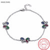 Cute 100% 925 Sterling Silver Butterfly Charm Bracelet & Bangles with Zircon Woman Fashion Party Jewelry Wedding Gifts pulseira