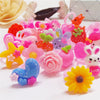 Cute 30pcs/Lot Mix Animals Flower Heart Assorted Cartoon Rings Baby Kids Girl Children's Resin Ring For Party Jewelry Gift