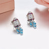 Cute 925 Sterling Silver Cubic Zircon 3D Rocket Stud Earrings Party Bijoux Bridal Brincos Jewelry