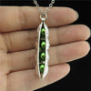 Cute Alloy Enamel Food Green Pea Pod Pendant Necklaces Clavicle Chain Girl Women Choker Party Gift Jewelry